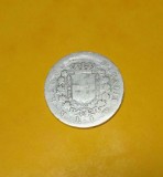 SV * Italia 1 UNA LIRA 1865 * ARGINT .835 * Imparatul Vitorio Emanuele, Europa