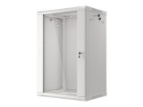 Dulap rack 19 perete 18U 600x450 (flat pack) cu usa din sticla, gri V2