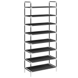 Cumpara ieftin Raft incaltaminte 8 rafturi, Metal si textil netesut, Negru