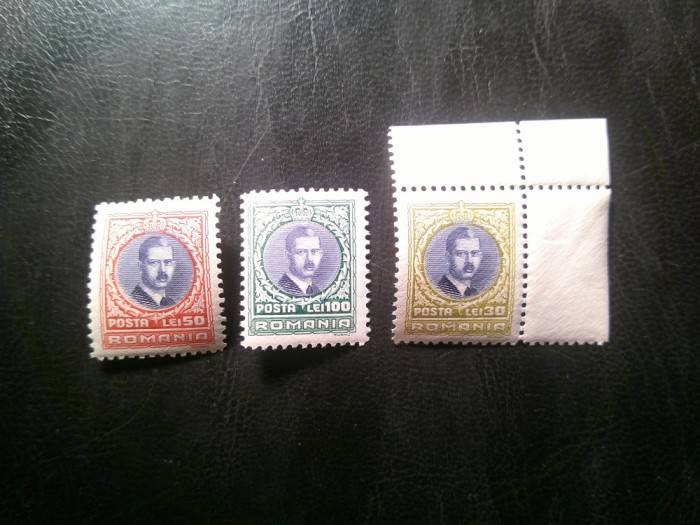Serie Romania 1931 Regele Carol I , 3 valori