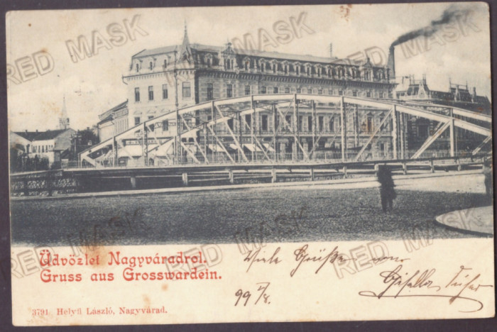 4863 - ORADEA, Bridge, Litho, Romania - old postcard - used - 1899