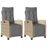 Scaun de gradina rabatabil cu suport picioare,2 buc., poliratan