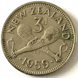 NOUA ZEELANDA 3 PENCE 1959,Elizabeth II.KM#25.2, Australia si Oceania, Cupru-Nichel