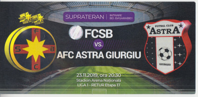 M5 - BILET ACCES PARCARE - FCSB STEAUA - AFC ASTRA GIURGIU - 23 11 2019 foto