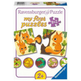 PUZZLE ANIMALE SI PUIUTII LOR, 9x2 PIESE, Ravensburger