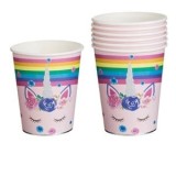 Set de 6 Pahare Unicorn Rainbow Roz cu Detalii Holografice, CMCLASS