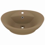 Cumpara ieftin Chiuveta lux cu preaplin, crem mat, 58,5x39 cm ceramica, oval