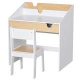 HOMCOM Set Birou și Scaun pentru Copii 6-10 Ani cu Raft și Sertar | Aosom Romania