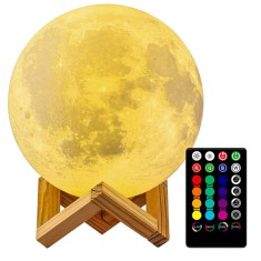 Lampa de veghe 3D Moon Light NYTRO Multicolor, Glob Luna 12cm, Acumulator, Stand Lemn + Telecomanda