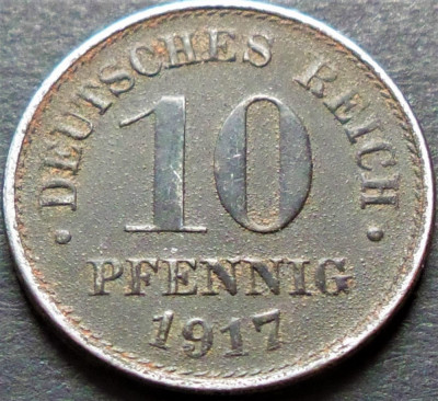 Moneda istorica 10 PFENNIG - IMPERIUL GERMAN, anul 1917 *cod 4397 B foto