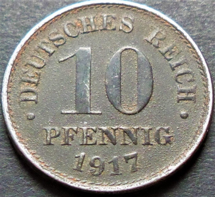 Moneda istorica 10 PFENNIG - IMPERIUL GERMAN, anul 1917 *cod 4397 B