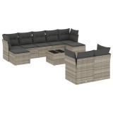 Set canapele de gradina cu perne 10 piese gri deschis poliratan