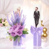Set 2 Lumanari pentru Nunta cu flori artificiale LILA - LN03, Inovius