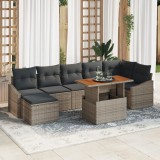 Gossi set de sofa pentru gradina din 8 piese cu perne gri din ratan poli