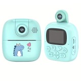 Set camera instantanee pentru copii, flippy, camera 180&Acirc;&deg; selfie, ecran hd 2&#039;&#039;, 24mp, 720p video, 1200 mah, cu functie de printare alb-negru, cablu us