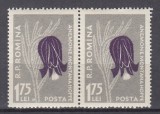 ROMANIA 1957 LP 432 b FLORA CARPATINA PERECHE VALOAREA 1,75 LEI EROAREA CU LITERA M TIMBRUL DIN STANGA STARE MNH