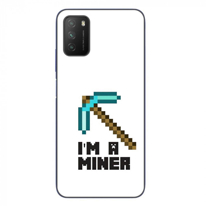 Husa compatibila cu Xiaomi Poco M3 Silicon Gel Tpu Model Minecraft Miner