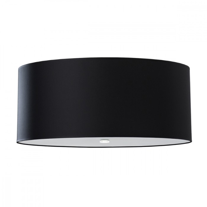 Lustră De Tavan Otto Negru Țesătură/Sticlă/Oțel 6 Becuri Rolă Minimalistă De Interior