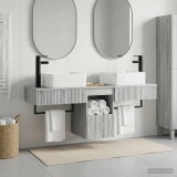 Cumpara ieftin Set dulap baie 3 buc. Sonoma gri 130 x 41 x 80 cm