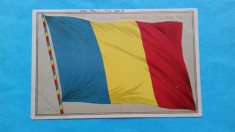 Litho embosata Steagul Tricolor 1910 Drapelul Romanian Flag Litografie in relief foto