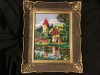 Arta / design / vintage - Tablou goblen / cusatura peisaj in rama de lemn !
