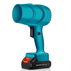 Suflanta aer portabila, Flippy, pentru Auto, PC, Gratar si Indepartare Frunze si Praf, 1500 mAh, 2 Baterii de Li si Incarcator, Albastru foto