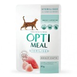 Optimeal Sterilised, hrana umeda pentru pisici, plic, pui si curcan, 85 gr