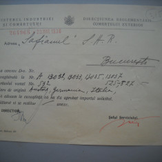 HOPCT DOCUMENT VECHI 315 MINISTERUL INDUSTRIEI COMERT EXTERIOR /BUCURESTI 1936