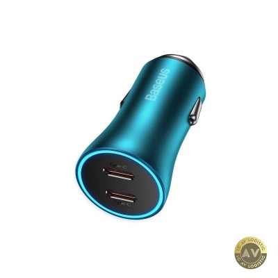 Incarcator Auto Baseus Golden Contactor Pro 40W 3A 2 x USB-C Albastru foto