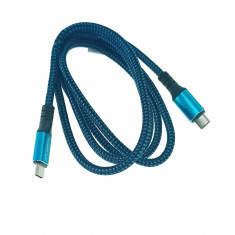 Cablu premium USB tip C v.4.0 , tata-tata, 1.2m, Lanberg 43674, PD 100W, 5K 60HZ, 40Gbps, negru-albastru