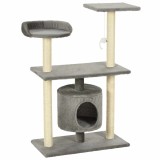 Cumpara ieftin Ansamblu pentru pisici cu stalpi din funie de sisal, 95 cm Gri