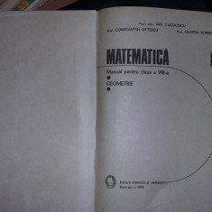 Matematica - Geometrie (Manual pentru cls a VIII-a)1984,TRANSPORT GRATUIT