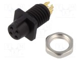 Conector circular soclu mamă 4 pini 60V BINDER Snap-in prin presare IP40