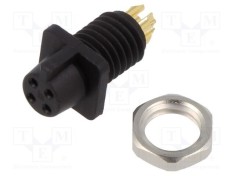 Conector circular soclu mamă 4 pini 60V BINDER Snap-in prin presare IP40