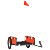 Remorca de bicicleta, portocaliu, textil oxford si fier