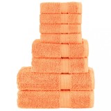 VidaXL Set de prosoape premium SOLUND, 8 piese, portocaliu, 600 g/m&sup2;