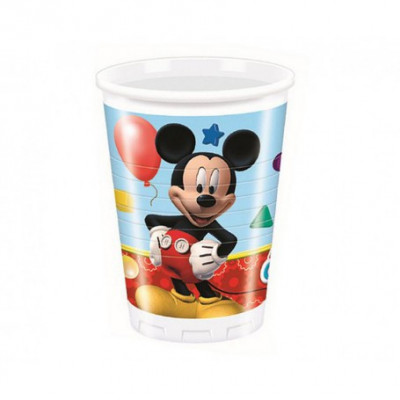 Set 8 pahare petrecere din plastic model Playful Mickey,200 ml foto