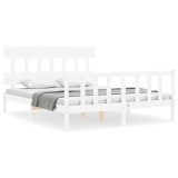Cumpara ieftin Cadru de pat fara saltea, alb, 160x200 cm, lemn masiv pin