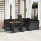 VidaXL Set de canapele pentru grădină 13 pcs Negru Rattan poli