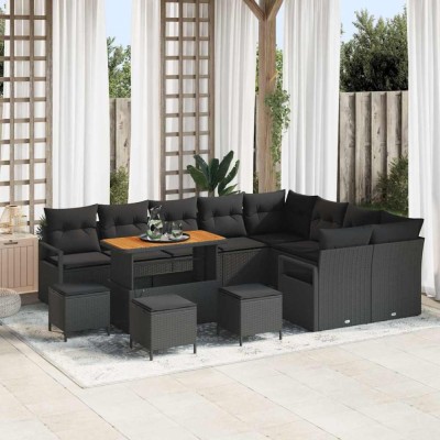 vidaXL Set de canapele pentru grădină 13 pcs Negru 110 x 55 x 71 cm 3364519 foto