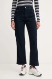 Pepe Jeans pantaloni culoarea bleumarin, drept, high waist, PL21000038