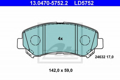 Set placute frana,frana disc NISSAN QASHQAI / QASHQAI +2 (J10, JJ10) (2007 - 2013) ATE 13.0470-5752.2 foto