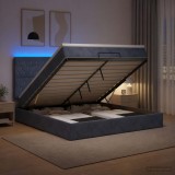 Cumpara ieftin Pat Ottoman cu Saltea si LED Gri inchis 180 x 200 cm Catifea