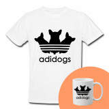 &quot;Adidogs&quot; Set Personalizat &ndash; Tricou + Cană Alb M