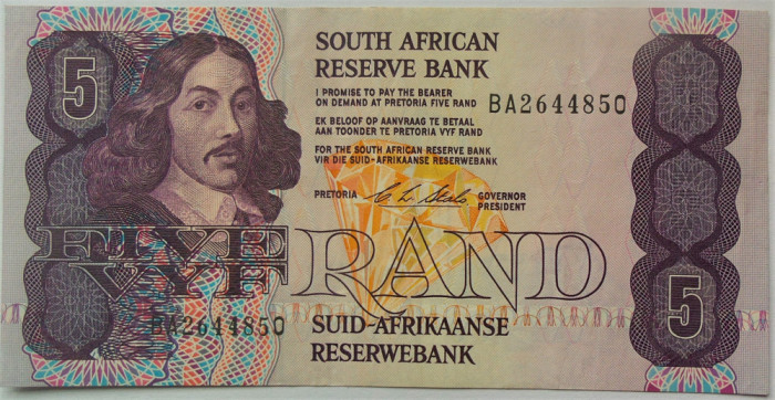 BANCNOTA EXOTICA 5 RAND - AFRICA de SUD, anul 1990 - 1994 *cod 617 B = A.UNC