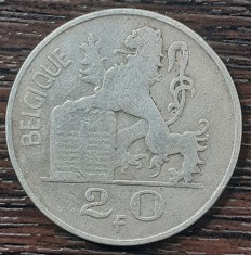 (A788) MONEDA DIN ARGINT BELGIA - 20 FRANCS 1950, BAUDOUIN I, VARIANTA BELGIQUE
