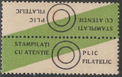 1968 Romania - 2 vignete tete-beche pentru corespondente filatelice foto