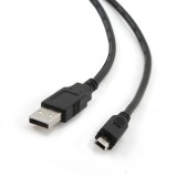 CABLU alimentare si date GEMBIRD, pt. smartphone, USB 2.0 (T) la Mini-USB 2.0 (T), 1.8m, conectori auriti, negru, &quot;CCP-USB2-AM5P-6&quot; (timbru verde 0.08