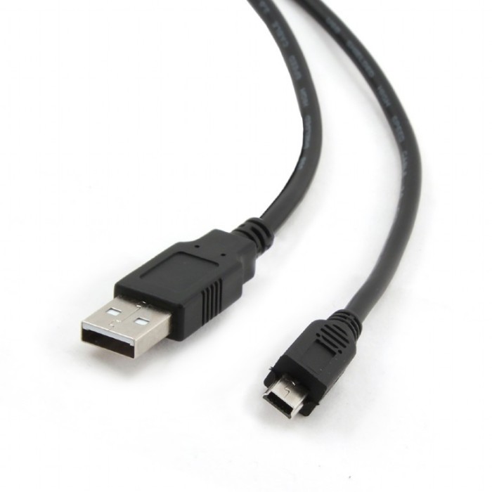 CABLU alimentare si date GEMBIRD, pt. smartphone, USB 2.0 (T) la Mini-USB 2.0 (T), 1.8m, conectori auriti, negru, &quot;CCP-USB2-AM5P-6&quot; (timbru verde 0.08