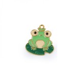 Pandantiv decorativ metalic 22 x 23 mm Broscuta verde, Crisalida